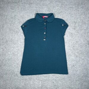Miss Sixty Top Womens Large Teal Blue Peter Pan Collar Y2K Retro Indie Sleaze